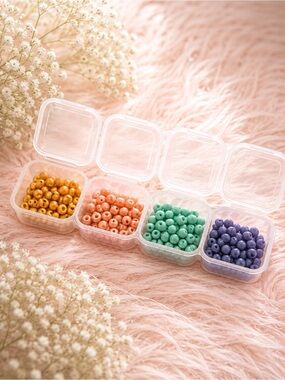 Warm Pastel Round Bead Mix (Gold, Peach, Mint & Lavender)